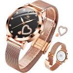 6.5mm Ultra Thin Watches for Women Waterproof,Rose Gold Stainless Steel Ladies Watch,Casual Women Watches with Date,Big Face Female Wristwatches,Japanese Quartz Lady Watches,Gifts for Women