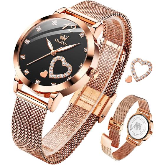 6.5mm Ultra Thin Watches for Women Waterproof,Rose Gold Stainless Steel Ladies Watch,Casual Women Watches with Date,Big Face Female Wristwatches,Japanese Quartz Lady Watches,Gifts for Women