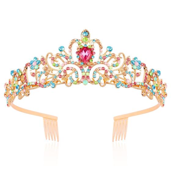 CHANACO Tiaras for Girls Princess Crown Birthday Crown for Girls Princess Tiara Princess Crowns for Little Girls Rapunzel Kids Crown Crystal Headband Hair Accessories for Girls