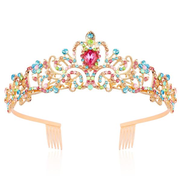CHANACO Tiaras for Girls Princess Crown Birthday Crown for Girls Princess Tiara Princess Crowns for Little Girls Rapunzel Kids Crown Crystal Headband Hair Accessories for Girls