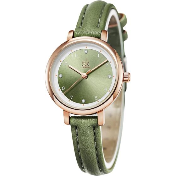 SHENGKE Women's Watch Leather Band Luxury Watches for Women Waterproof reloj para Mujer