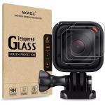 (Pack of 3) Tempered Glass Screen Protector for Gopro Hero 4 Session Hero 5 Session, Akwox 0.3mm 9H Hard Scratch-Resistant Camera Lens Film for GoPro Hero4 Session/Hero5 Session Camera Accessories