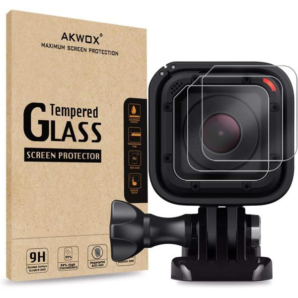 (Pack of 3) Tempered Glass Screen Protector for Gopro Hero 4 Session Hero 5 Session, Akwox 0.3mm 9H Hard Scratch-Resistant Camera Lens Film for GoPro Hero4 Session/Hero5 Session Camera Accessories