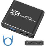 Capture Card, Audio Video Capture Card with Microphone 4K HDMI Loop-Out, 1080p 60fps Video Recorder for Gaming/Live Streaming/Video Conference, Works for Nintendo Switch/PS4/OBS/Camera/ PC