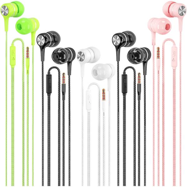LWZCAM Wired Earbuds with Microphone 5 Pack, in-Ear Headphones with Heavy Bass, High Sound Quality Earphones Compatible with iPod, iPad, MP3, Android Phones, Fits All 3.5mm Jack