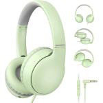 weneed Kids Headphones with Microphone, Kids Headphones-94dB Volume Limited-Shareport, Foldable Wired Headphones for Kids/Teens/Boys/Girls, Over Ear Kids Headphones for School/Travel/iPad, Green