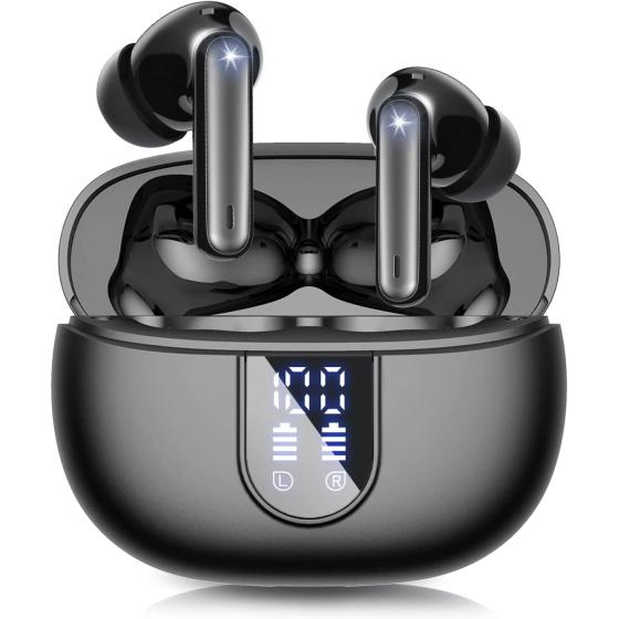 DIUARA Wireless Earbuds V5.3 Bluetooth Headphones 48 Hrs Playtime with LED Power Display Charging Case, IPX5 Waterproof Deep Bass Stereo Earphones with Mic for Android iOS Cell Phone