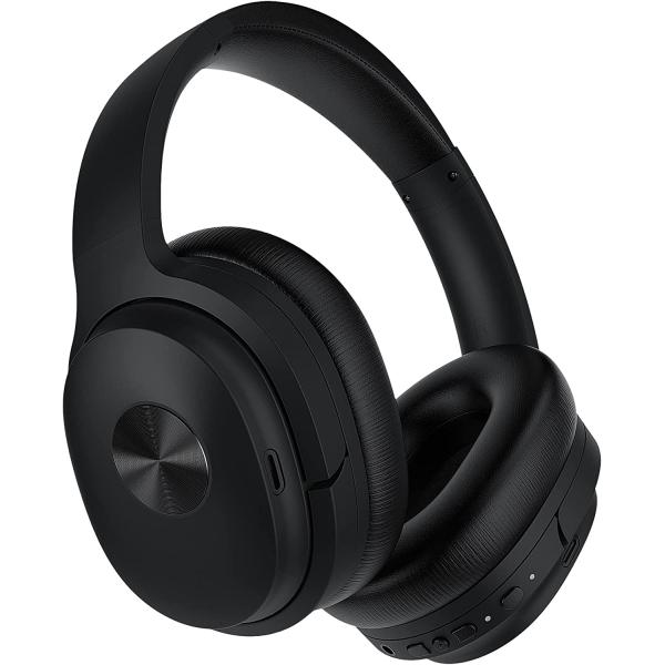 phonicgrid SE7 Hybrid Active Noise Cancelling Headphones, Bluetooth Wireless Headphones, Over Ear Bluetooth Headphones with ENC Clear Calls, Bluetooth 5.2, Deep Bass, 30Hrs for Talk/Music/Work, Black