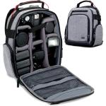 USA GEAR Portable Camera Backpack for DSLR (Gray) with Customizable Accessory Dividers, Weather Resistant Bottom and Comfortable Back Support - Compatible with Canon, Nikon and More