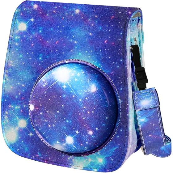 Katia Camera Case Bag Compatible with Fujifilm for Instax Mini 11 9 8+ 8 Instant Film Camera with Shoulder Strap and Photo Accessories Pocket - Galaxy