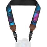 USA GEAR TrueSHOTNeck Strap Neoprene Camera Straps - Padded Camera Strap, Accessory Pocket, and Quick Release Buckles - Compatible with Canon, Nikon, Sony and More DSLR and Mirrorless Camera - Galaxy