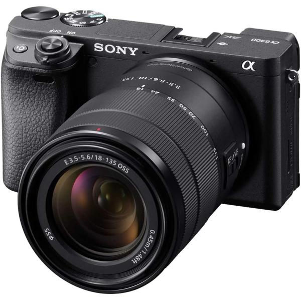 Sony Alpha a6400 Mirrorless Camera: Compact APS-C Interchangeable Lens Digital Camera with Real-Time Eye Auto Focus, 4K Video, Flip Screen & 18-135mm Lens - E Mount Compatible Cameras - ILCE-6400M/B