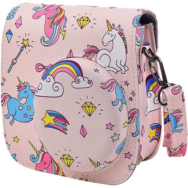 Protective & Portable Case Compatible with fujifilm for instax Mini 11/9 /8/8+ Instant Film Camera with Accessory Pocket and Adjustable Strap - Rainbow&Unicorn by SAIKA