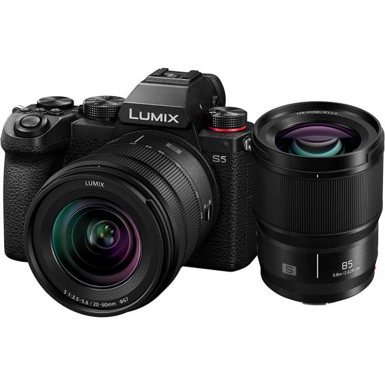 Panasonic LUMIX S5 Full Frame Mirrorless Camera, 4K 60P Video Recording with S 20-60mm F3.5-5.6 Lens Kit (DC-S5KK) + S 85mm F1.8 L Mount Interchangeable Lens (S-S85)