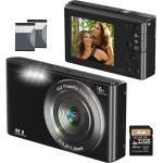 Digital Camera for Kids Teens Boys Girls Adults 4K 44MP with 32GB SD Card, 2.4 Inch Point and Shoot Camera with16X Digital Zoom, Compact Mini Camera Kids Camera for Students Seniors（Black1）