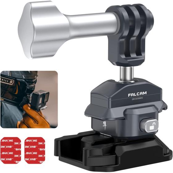 Falcam F22&F38 Quick Release Ball Head Clip Kit for Action Camera, Camera Helmet Chest Mounting Adapter with Adhesive Pad, 22mm Aluminum Camera Accessory Kit for Photographer, Fits for GoPro and DJI