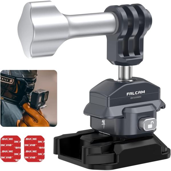 Falcam F22&F38 Quick Release Ball Head Clip Kit for Action Camera, Camera Helmet Chest Mounting Adapter with Adhesive Pad, 22mm Aluminum Camera Accessory Kit for Photographer, Fits for GoPro and DJI