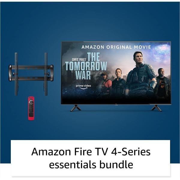 Amazon Fire TV 43" 4-Series 4K UHD smart TV bundle with Universal Tilting Wall Mount and Red Remote Cover