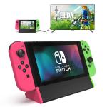 SIWIQU TV Dock Station for Nintendo Switch / Switch OLED, Portable TV Docking Station Replacement with 4K HDMI Adapter/Type C Port/USB Port for Official Nintendo Switch (Pink + Green)
