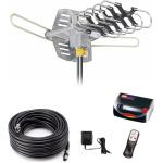 Digital Outdoor Amplified hd tv Antenna 150 Miles Range,Support 4K 1080p and 2 TVs with 33 ft Coax Cable,Adapter,Without Pole