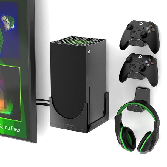 TotalMount – Wall Mount for Xbox Series X – Mounts Xbox Series X on a Wall by Your TV (Large Bundle: Wall Mount and 3 Controller Holders)