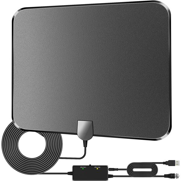 2023 Upgrade TV Antenna Indoor, 240 Miles Range Amplified Digital TV Antenna for TV Indoor Outdoor, Suitable for Smart TV & All TVs, Support 4K 1080p, 16FT HD Cable