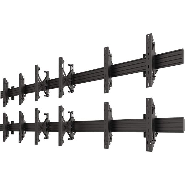 2x3 Video Wall Pop Out Mounting System Horizontal Rails Fixed Displays with with Micro Adjustment Arms Vesa Universal TV Television Monitors