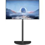 Universal Corner TV Floor Stand with Swivel Mount for 32-65 inch LED LCD Plasma Flat Panel or Curved Screen TVs, Mid Century Modern TV Stand with Height Adjustable and Semi Circular Glass Base, Black