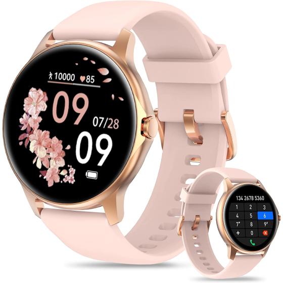 Gydom Smart Watch for Women Answer/Make Call, 1.28" Touch Screen Fitness Tracker with Blood Oxygen/Heart Rate/Sleep Monitor, 100 Sport Modes, IP68 Waterproof Smartwatch for Android iPhone
