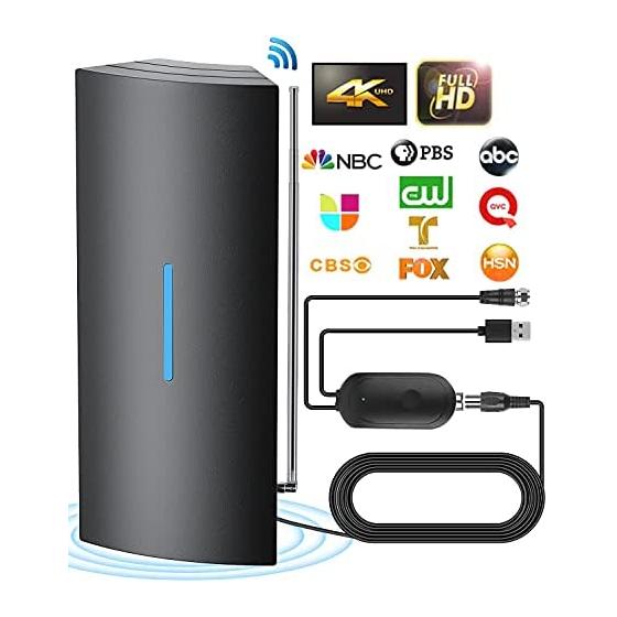 TV Antennas Up 560 Miles, Yamoti Upgraded Signal Receiver Secondary Enhanced Antenna TV Digital HD Indoor Outdoor, Powerful Amplifier TV Antenna Support 8K 4K 1080P Channels with 36FT HD Cable