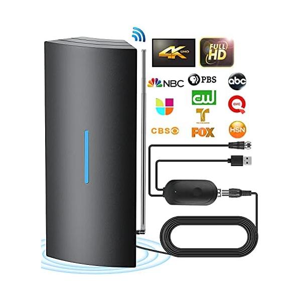 TV Antennas Up 560 Miles, Yamoti Upgraded Signal Receiver Secondary Enhanced Antenna TV Digital HD Indoor Outdoor, Powerful Amplifier TV Antenna Support 8K 4K 1080P Channels with 36FT HD Cable