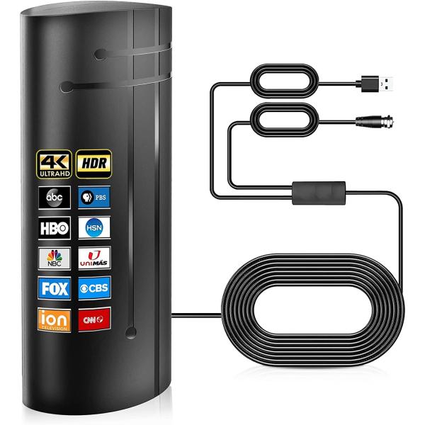 2023 Upgrade TV Antenna, 580+ Miles Range Amplified Digital HD Antenna Indoor Outdoor for Smart TV and All Older TV - 36ft HD Cable - Support 4K 8K 1080p and Other Resolutions (Black)