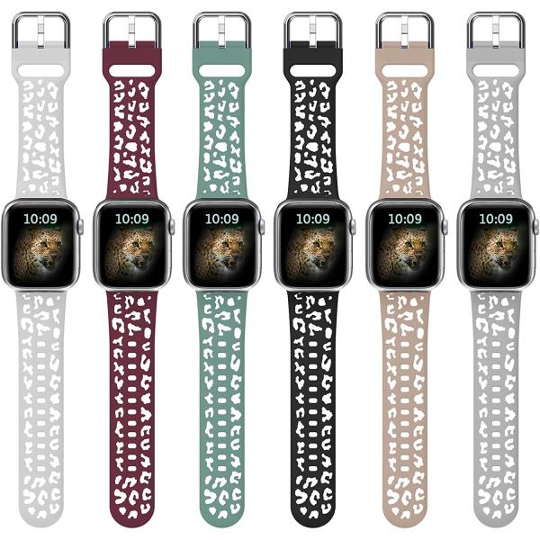 MAKOLE Silicone Bands Compatible with Apple Watch Band 40mm 41mm 38mm 45mm 49mm 44mm 42mm for Women, Leopard Waterproof Sport iWatch bands Replacement Wristbands for iWatch SE Series 8 7 6 5 4 3 2 1