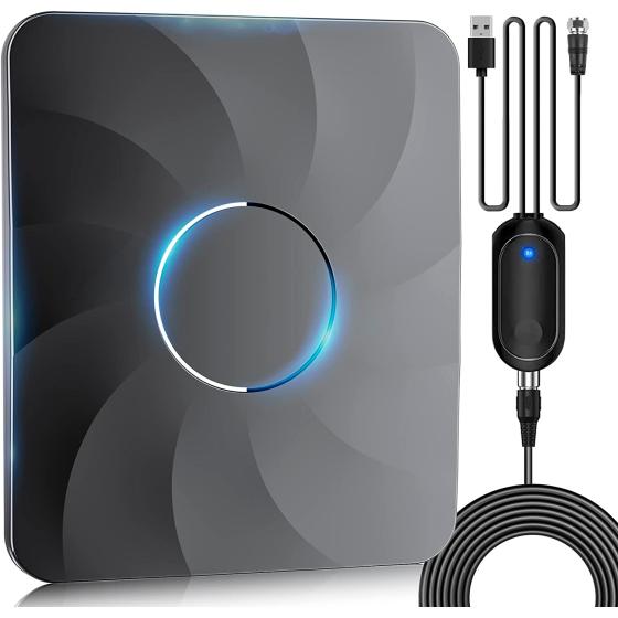 2023 Upgraded Tv Antenna for Smart Tv Up to 550 Miles, Indoor Outdoor Digital Antenna for All TVs, Support 8K 4K 1080P HD Highest Rated TV Antenna with Amplifier Signal Booster & Thick Coaxial Cable
