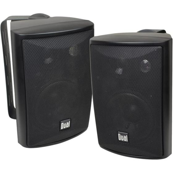 Dual Electronics LU43PB 3-Way High Performance Outdoor Indoor Speakers with Powerful Bass | Effortless Mounting Swivel Brackets | All Weather Resistance | Expansive Stereo Sound Coverage | Sold in Pairs, Black