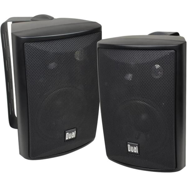 Dual Electronics LU43PB 3-Way High Performance Outdoor Indoor Speakers with Powerful Bass | Effortless Mounting Swivel Brackets | All Weather Resistance | Expansive Stereo Sound Coverage | Sold in Pairs, Black