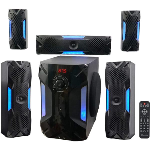 Rockville HTS56 1000w 5.1 Channel Home Theater System/Bluetooth/USB+8" Subwoofer, Black