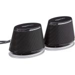 Amazon Basics USB Plug-n-Play Computer Speakers for PC or Laptop, Black - Set of 2