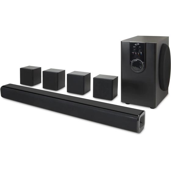 iLive 5.1 Home Theater System with Bluetooth, 6 Surround Speakers, Wall Mountable, Includes Remote, Black (IHTB159B)
