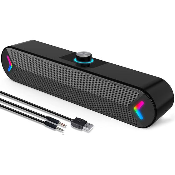 LENRUE Computer Speakers,Wired USB-Powered PC Speakers with 10W Stereo Sound,Sound-bar Speakers for PC Desktop Computer