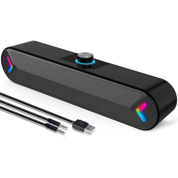 LENRUE Computer Speakers,Wired USB-Powered PC Speakers with 10W Stereo Sound,Sound-bar Speakers for PC Desktop Computer