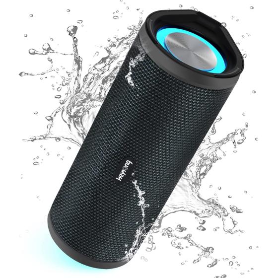 HEYSONG Portable Bluetooth Speaker, Waterproof Wireless Outdoor Speakers with LED Light, Rich Bass, IPX7, 40H Play, TF Card, Dual Pairing for Beach, Boat, Pool, Camping, Bike, Shower, Gifts for Men
