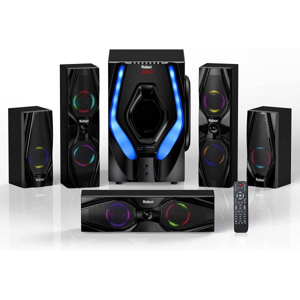 Bobtot 5.1 Surround Sound Speakers Home Theater System - 10 inch Subwoofer 1200W 5.1/2.1 Channel Stereo Bluetooth Input Home Audio System for 4K TV Ultra HD AV DVD FM Radio USB with LED Display
