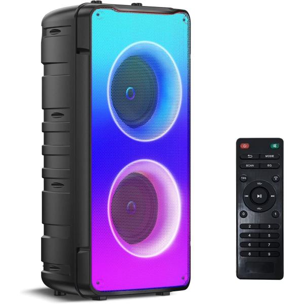 Bluetooth Speakers, 60W(80W Peak) Portable Loud Wireless Stereo Speaker with Rich Bass, Bluetooth 5.0, FM Radio, Colorful Lights, TWS Pairing, 10000mAh Battery, Outdoor Speaker for Home Party Gifts