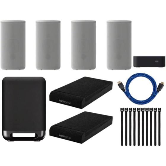 Sony HT-A9 7.1.4-Channel High-Performance Home Theater Speaker System SA-SW5 300W Wireless Subwoofer, Knox Gear Isolation Pads, 4K HDMI Cable (6-Feet) and Focus Cable Ties Bundle (5 Items)