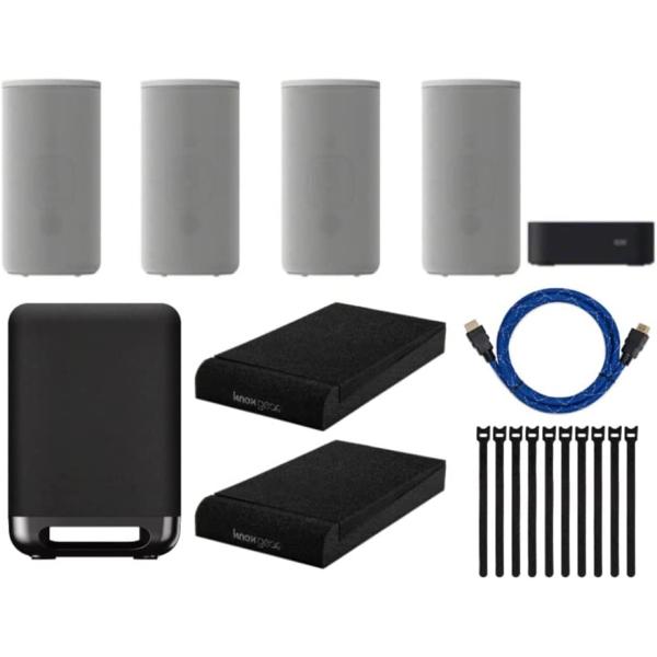 Sony HT-A9 7.1.4-Channel High-Performance Home Theater Speaker System SA-SW5 300W Wireless Subwoofer, Knox Gear Isolation Pads, 4K HDMI Cable (6-Feet) and Focus Cable Ties Bundle (5 Items)