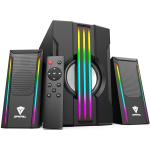 SPKPAL 2.1 Bluetooth Computer Speakers with Subwoofer,Gaming Speakers Home Theater System,AC Powered Dynamic RGB Light for PC,TV,CD Player,Movie,Party, Black (S702)