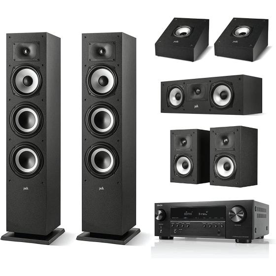 Polk Dolby Atmos Home Theater System Bundle with Denon AVR-S570BT