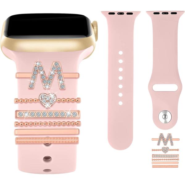 Watch Band Charms for Apple Decorative Ring Loops Smart Watch 38mm 40mm 41mm 42mm 44mm 45mm for Women Compatible with iWatch Series 7 6 5 4 3 2 1 SmartWatch Band Accessories Diamond Jewelry