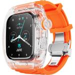 WITEBOCS Luxury Transparent Hard Case for Apple Watch Series 4 5 6 7 8 & SE - 44mm or 45mm, Designer Silicone Band, Military Grade Protection with Rugged Bumper and Full Coverage, Lightweight and Crystal Clear